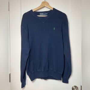 Polo Ralph Lauren Vintage 90s Dark Navy Blue 100% Cotton Crewneck Sweater 🐎